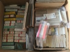 BOX MAINLY CIGARETTE CARDS LOOSE, IN PACKETS ETC.