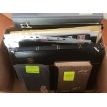 BOX WITH COMMONWEALTH STAMPS IN FIVE FOLDERS AND LOOSE, CANADA, AFRICA, MALAYA, MAURITIUS,