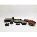 A COLLECTION OF VINTAGE ORIENTAL LACQUERED BOXES, TRINKET BOXES,