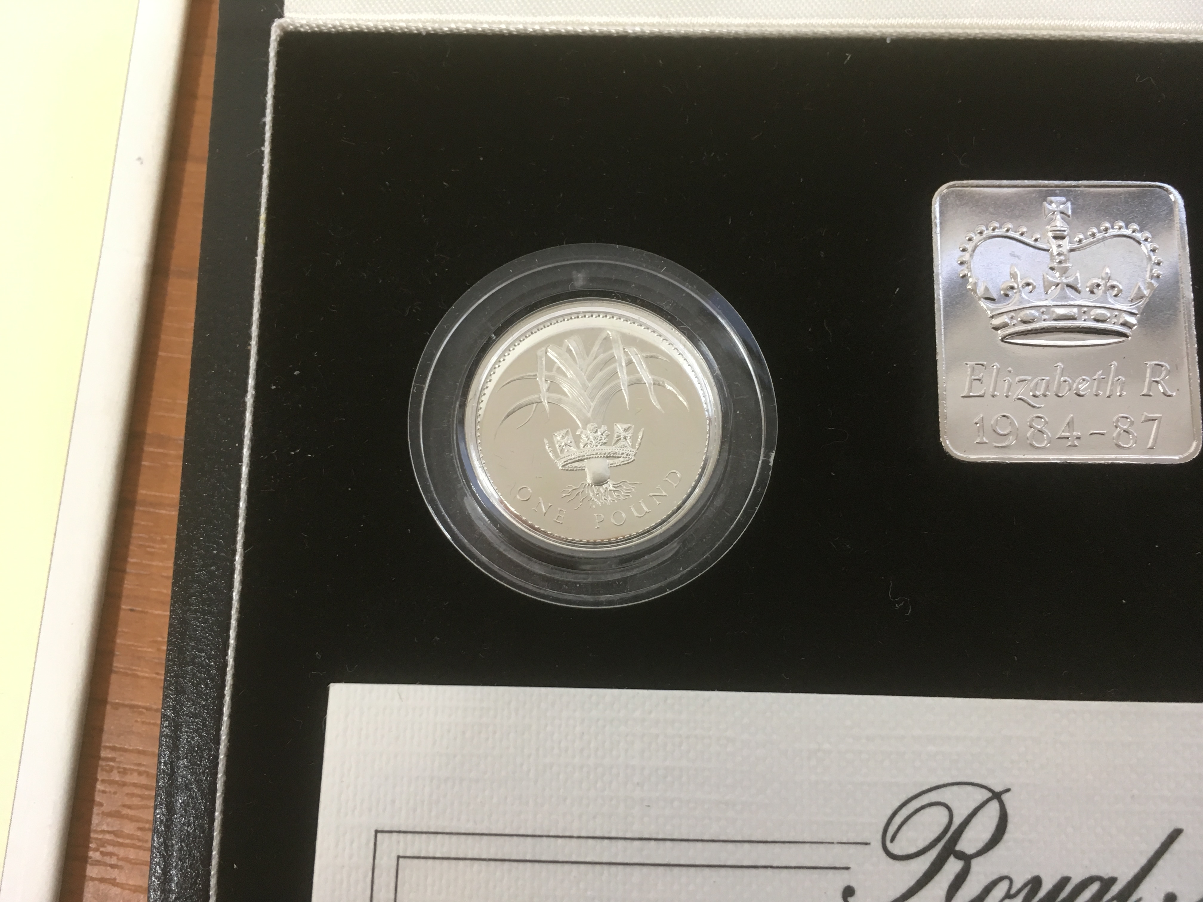 COINS IN PRESENTATION FOLDERS AND CASES, UK 1984 £1 SILVER PIEDFORT PROOF, - Image 3 of 3