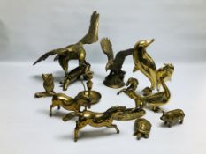 SELECTION OF BRASS WARE INCLUDING 2 IMPRESSIVE EAGLE ORNAMENTS