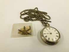 ANTIQUE SILVER PAIR CASED POCKET WATCH, VERGE MOVEMENT,