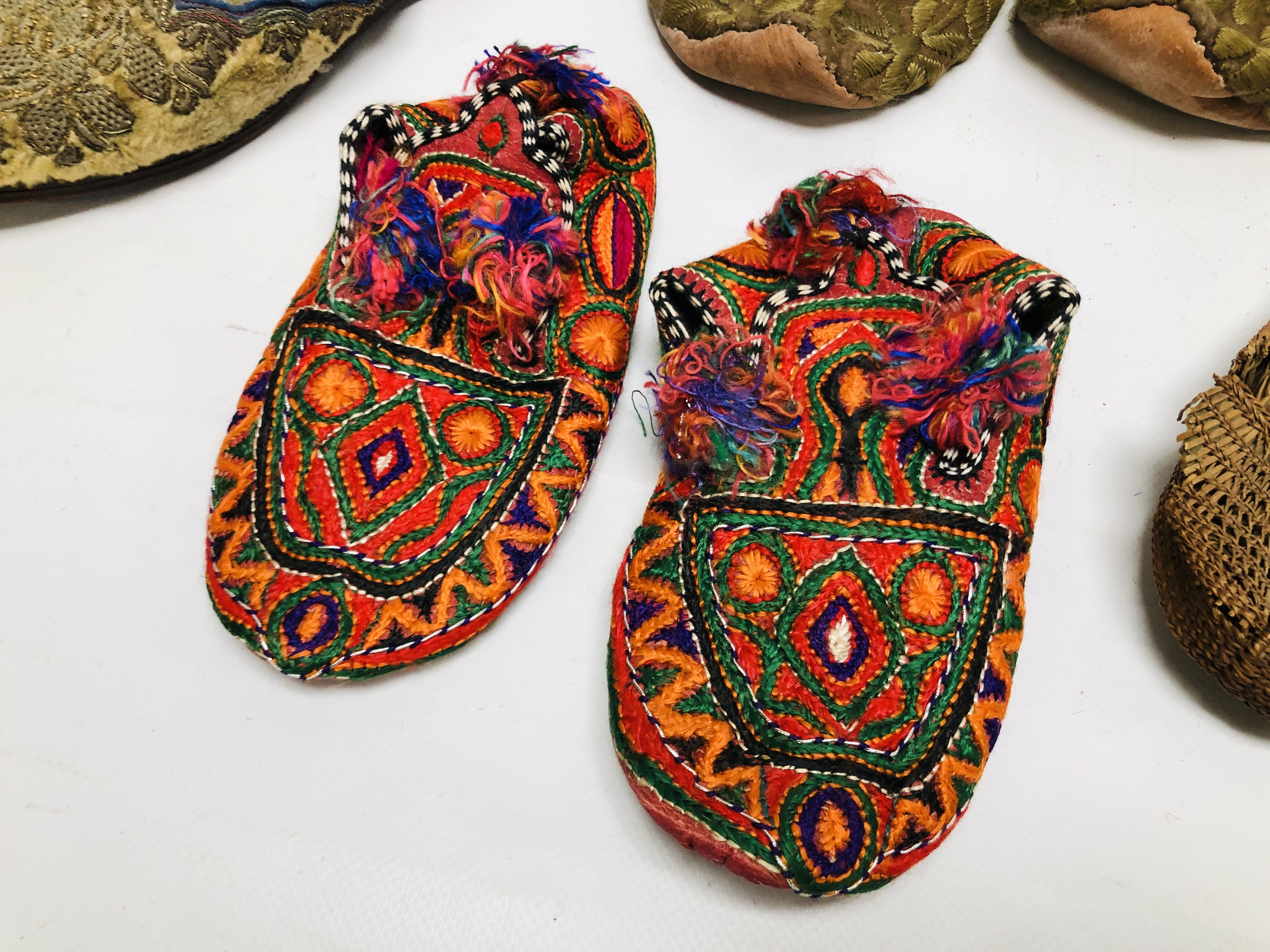 THREE PAIRS OF AFGHAN SHOES INCLUDING SANDALS ALONG WITH A FURTHER THREE PAIRS OF SMALL SHOES, - Image 7 of 7