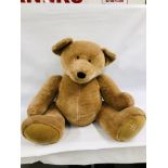 A VERY LARGE HARRODS PLUSH TEDDY BEAR (SEATED HEIGHT 85CM)