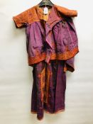 AN INDIAN BANJARA STYLE SILK EMBROIDERED DRESS ALONG WITH A SIMILAR WAISTCOAT TOP