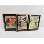 THREE REPRODUCTION FRAMED FRENCH ADVERTISING POSTERS TO INCLUDE MONACO, JOB CIGARETTES ETC.