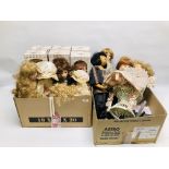 BOX OF LEONARDO PORCELAIN COLLECTORS DOLLS TO INCLUDE 6 BOXED EXAMPLES AND 6 UNBOXED.