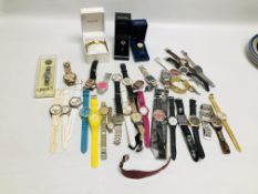 BOX OF ASSORTED WRIST WATCHES TO INCLUDE DESIGNER BRANDED, PULSAR, SEKONDA ETC.