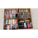 FOUR BOXES OF MIXED GENRE DVD AND CD's TO INCLUDE BOX SET.