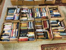 8 BOXES OF MIXED BOOKS RELATING TO TRAVEL, HISTORY, WORKS OF ART, ETC.