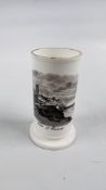 A C19th BLACK PRINTED SPILL VASE, A VIEW OF CROMER, H 10.25CM.