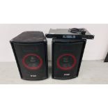 A PAIR OF JBS SYSTEMS TSX SERIES SPEAKERS WITH JBS SYSTEMS AMP 100.2 - SOLD AS SEEN.