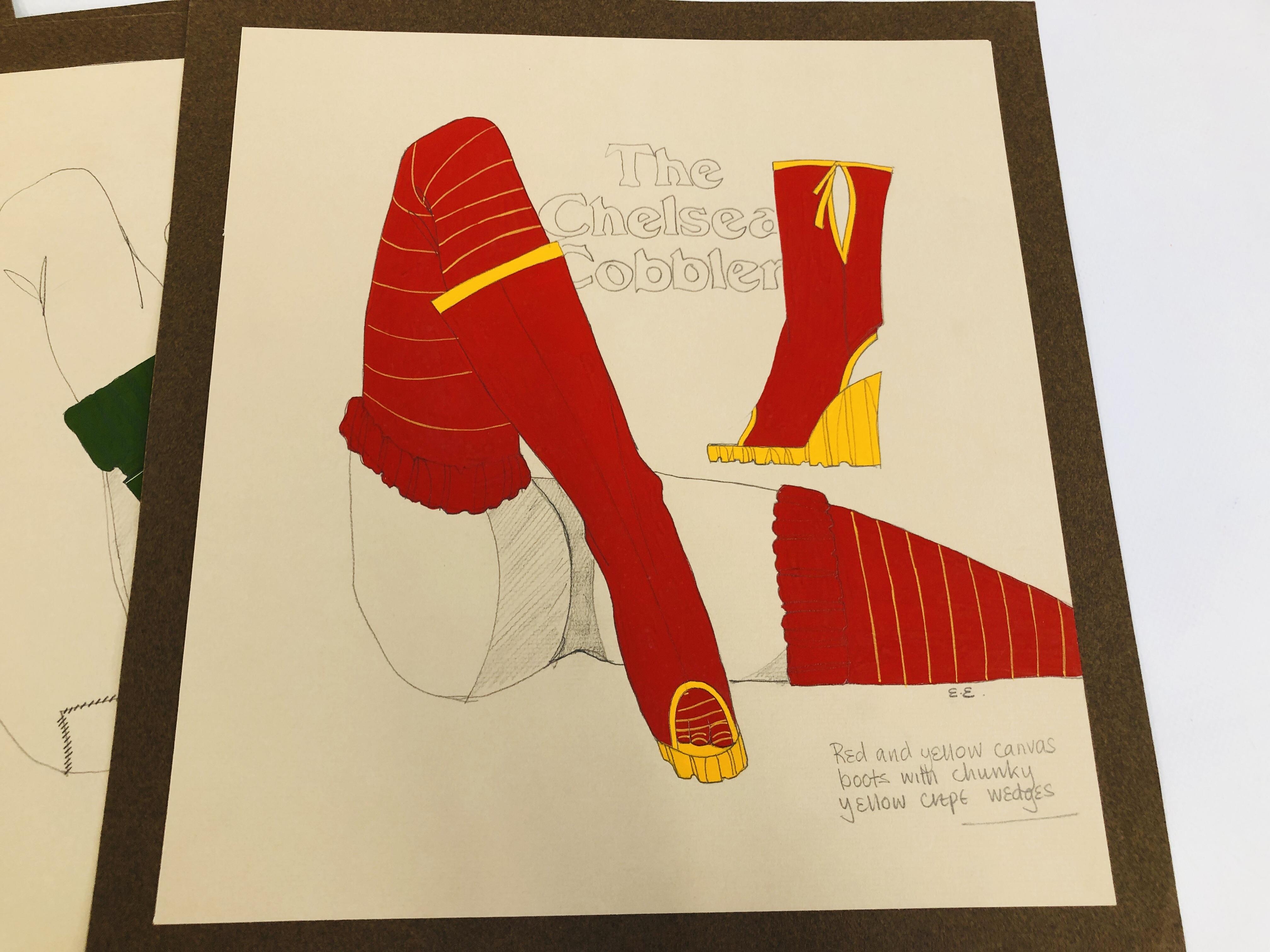 A GROUP OF 16 ORIGINAL FASHION DESIGN SKETCHES "THE CHELSEA COBBER" BEARING INITIALS E.E. - Image 10 of 17