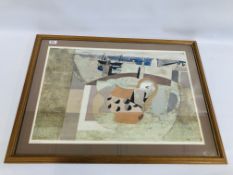 BEN NICHOLSON PRINT "ST. IVES ROOFTOPS" 48 X 70CM, PRODUCED BY THE PALLAS GALLERY.