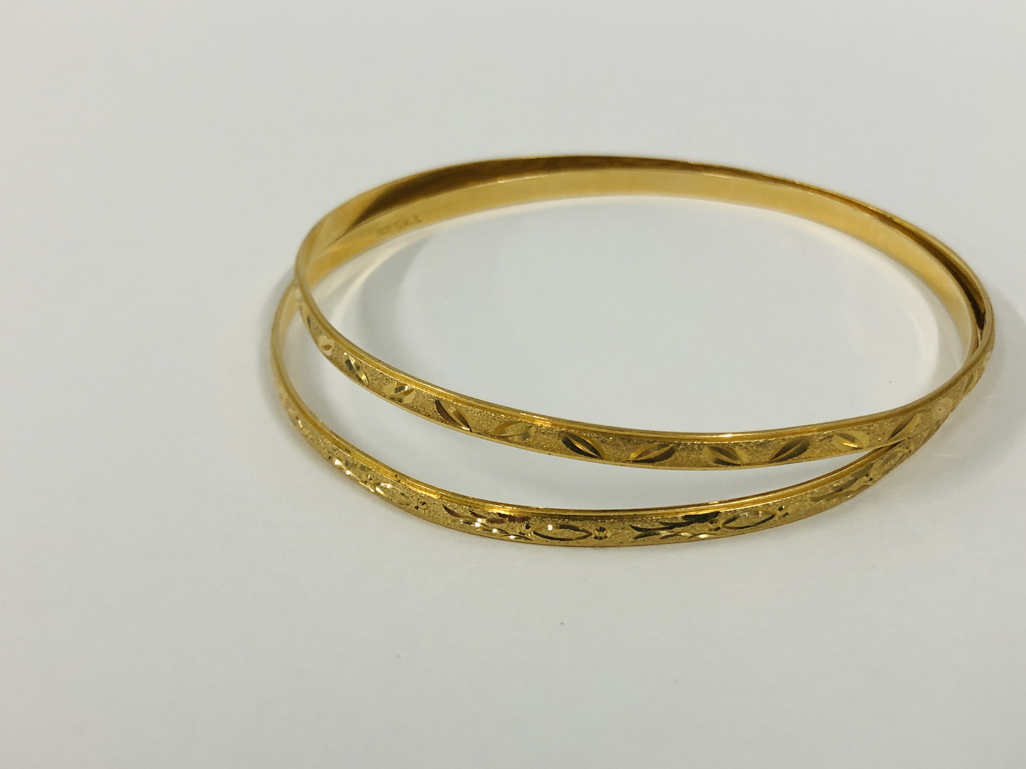 TWO BANGLE BRACELETS MARKED 14K TNR. - Image 5 of 6