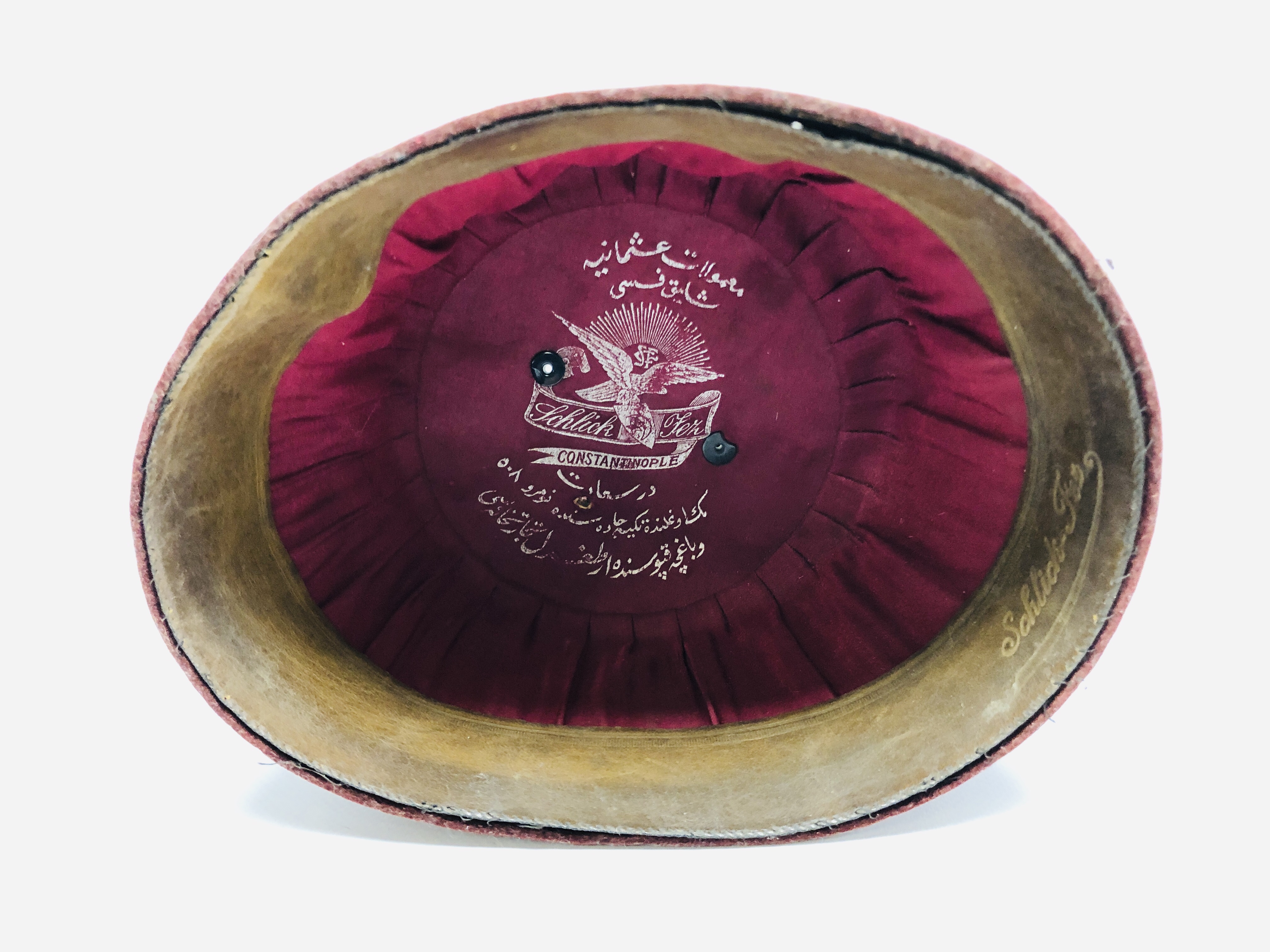 A VINTAGE FEZ HAT MARKED SCHLICK CONSTANTINOPLE. - Image 4 of 5