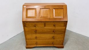 MODERN GOOD QUALITY CHERRY WOOD BUREAU - W 95CM X D 42CM X H 102 CM.