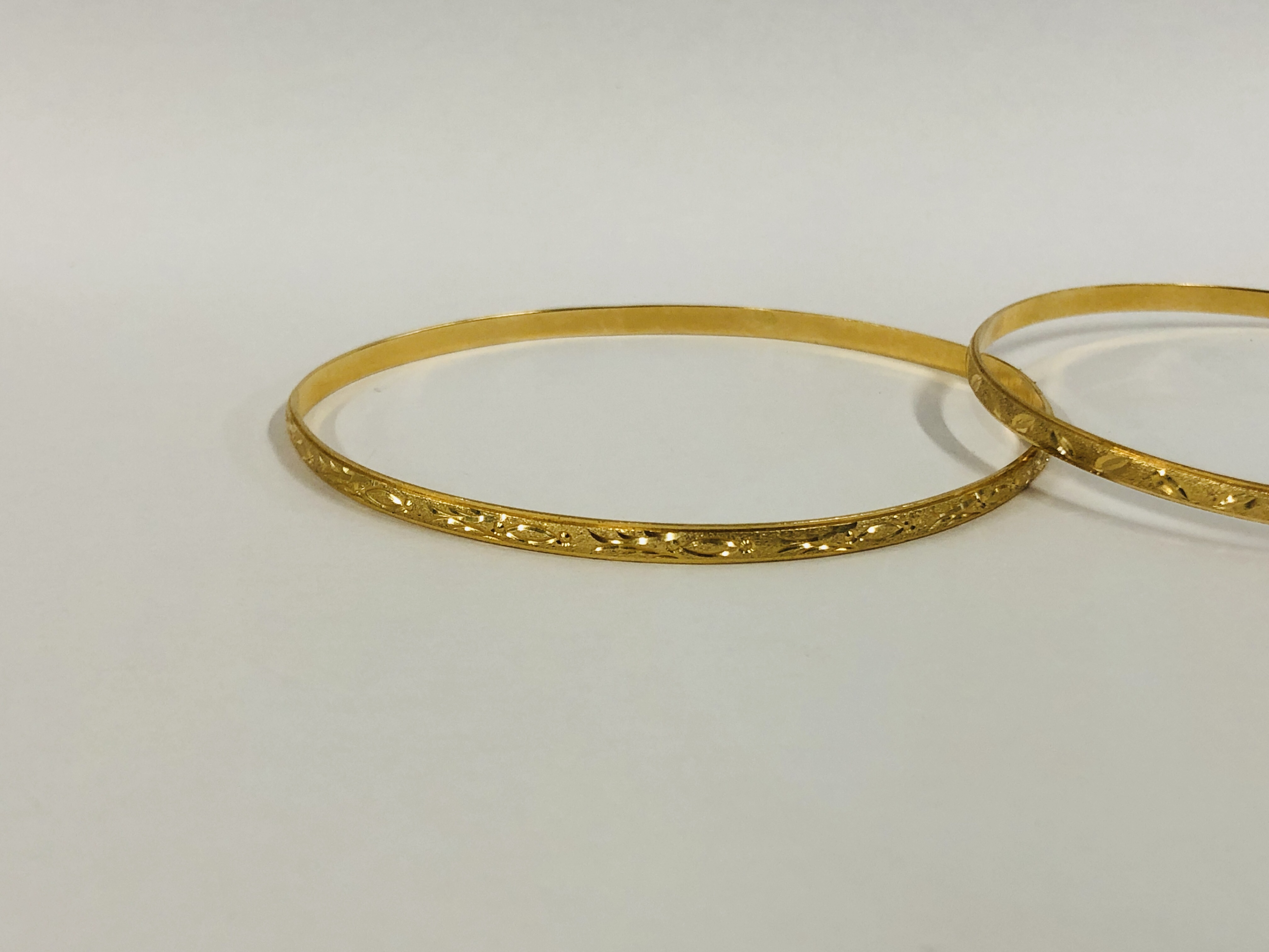 TWO BANGLE BRACELETS MARKED 14K TNR. - Image 2 of 6