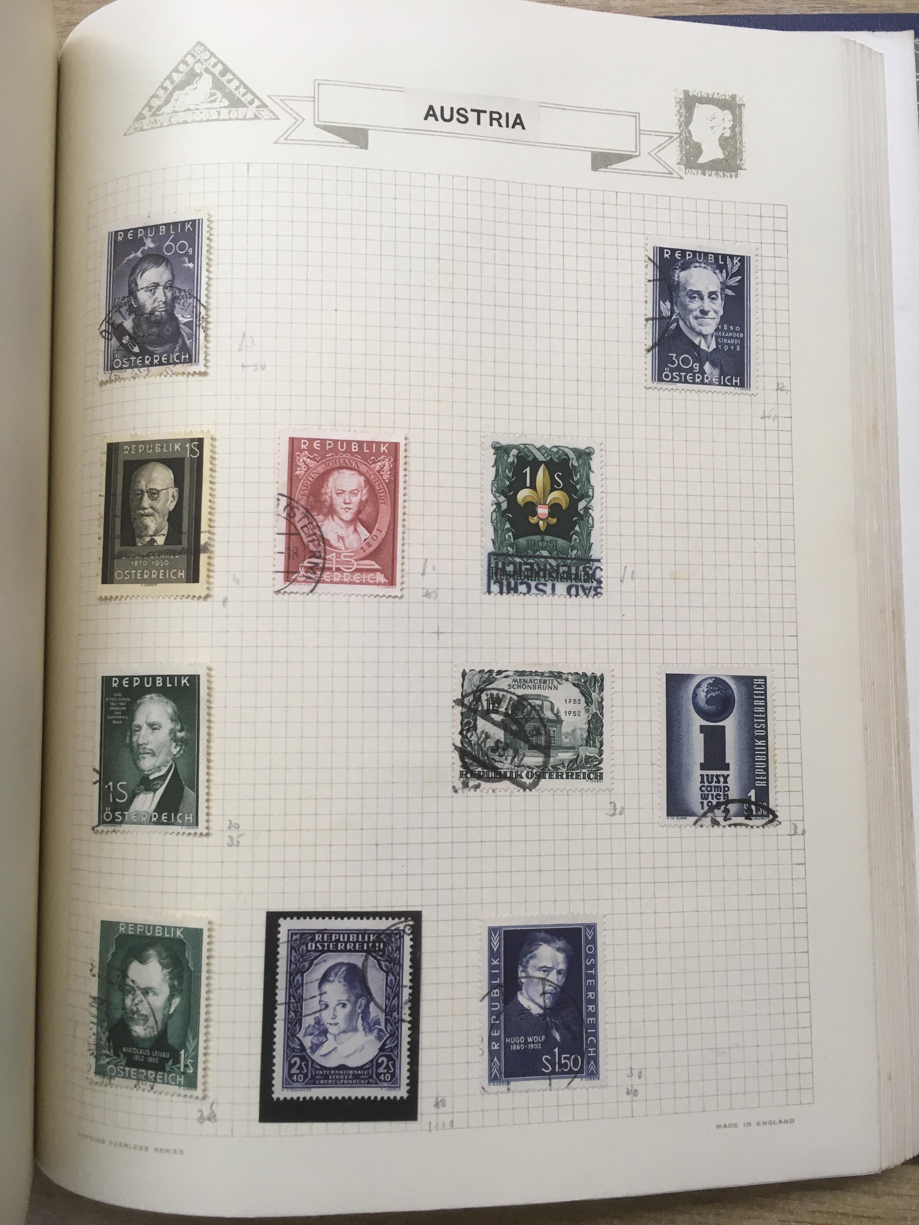 BOX OF STAMP COLLECTIONS IN FIVE VOLUMES AND LOOSE, TITANIC SOUVENIR COLLECTION, AUSTRIA, - Image 5 of 10