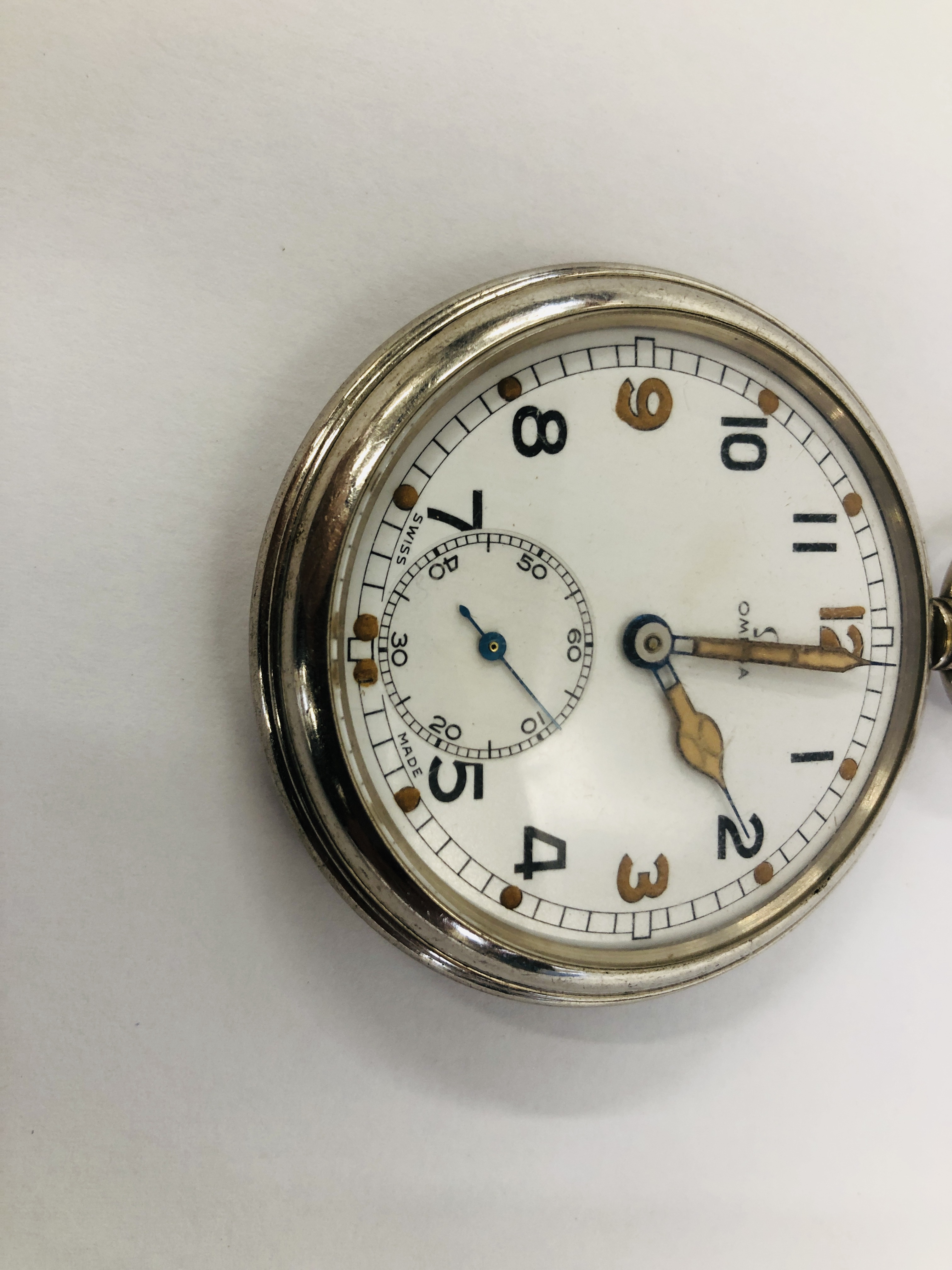 A VINTAGE MILITARY OMEGA POCKET WATCH G.S.T.P. FO51512. - Image 9 of 11