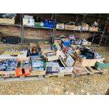 12 X BOXES SUNDRIES TO INCLUDE HORSE RACING BOOKS, RECORDS, POTTERY, GLASS AND CHINA,