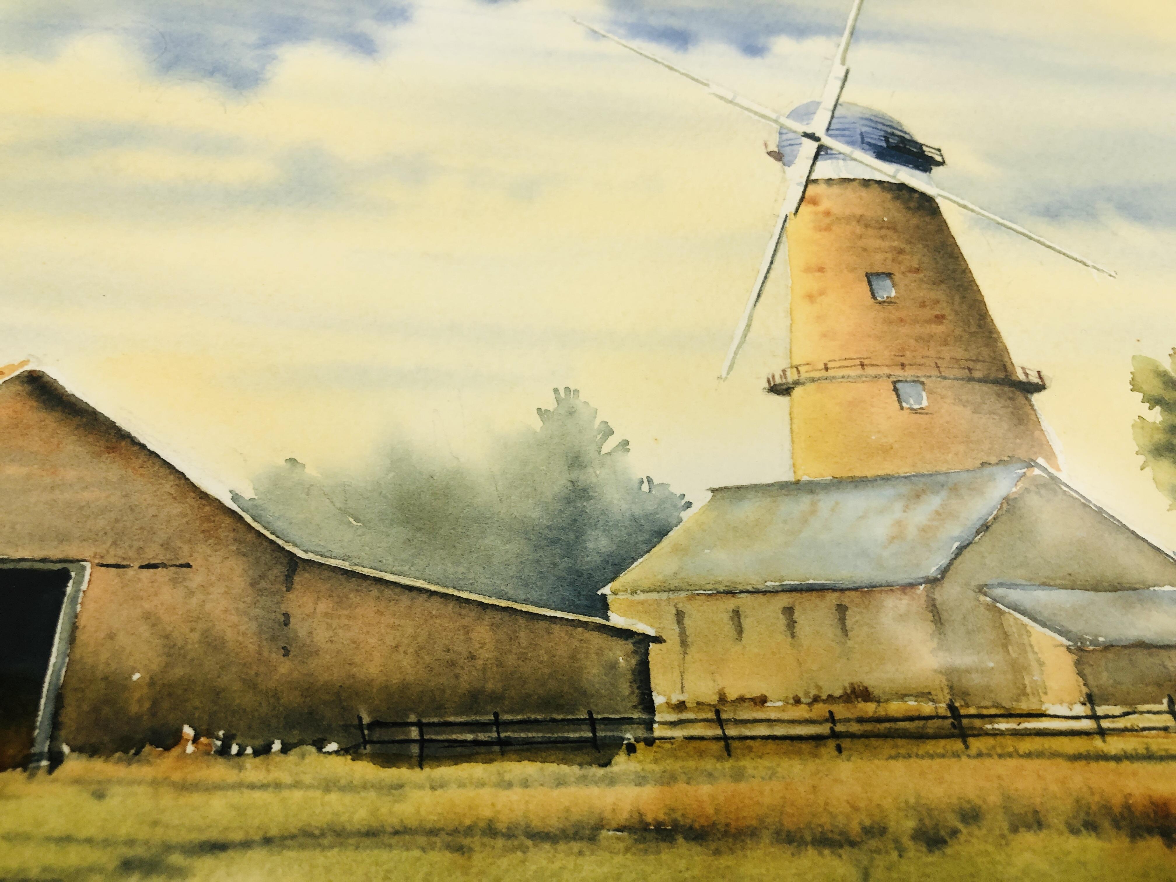 AN ORIGINAL FRAMED WATERCOLOUR "SUTTON MILL" BEARING SIGNATURE D. WINCUP - W 33.5CM. X H 20CM. - Image 4 of 5
