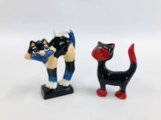 2 POTTERY CATS TO INCLUDE RAZZA AND RAFFA SIGNED LORNA BAILEY - H 14CM.