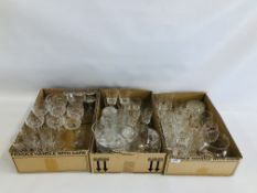 AN EXTENSIVE COLLECTION OF ASSORTED CUT GLASS CRYSTAL GLASSES, BOWLS AND JUGS ETC.