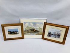 AN ORIGINAL FRAMED WATERCOLOUR "PETO'S (CORNER) FARM BUILDINGS" BEARING SIGNATURE DAVID BALDER - W