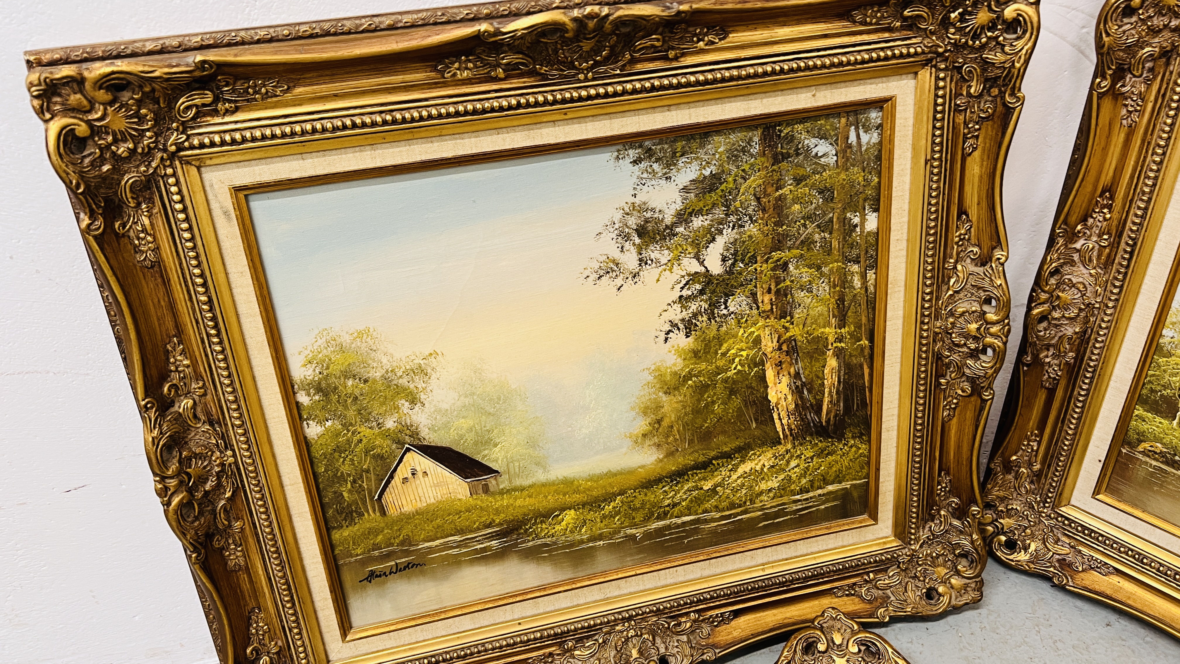 A GROUP OF 6 GILT FRAMED LANDSCAPES, - Image 6 of 7