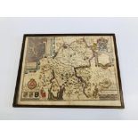 Framed map of Westmorland and Kendal.