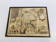 Framed map of Westmorland and Kendal.
