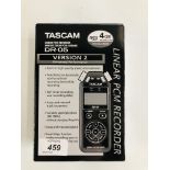 TASCAM DR-05 LINEAR PCM RECORDER BOXED WITH ACC - SOLD AS SEEN.