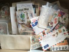 LARGE BOX WITH AN ALL WORLD ACCUMULATION OF STAMPS,