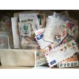 LARGE BOX WITH AN ALL WORLD ACCUMULATION OF STAMPS,