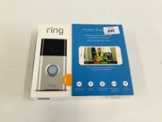 A BOXED RING VIDEO DOORBELL - SOLD AS SEEN.
