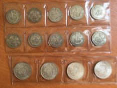 A SMALL COLLECTION OF GB PRE 1947 SILVER SIXPENCES, SHILLINGS AND FLORINS, FACE APPROX £5,