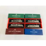 4 1/60th SCALE BOXED TRAINS TO INCLUDE MALLARD 4468, KING EDWARD,