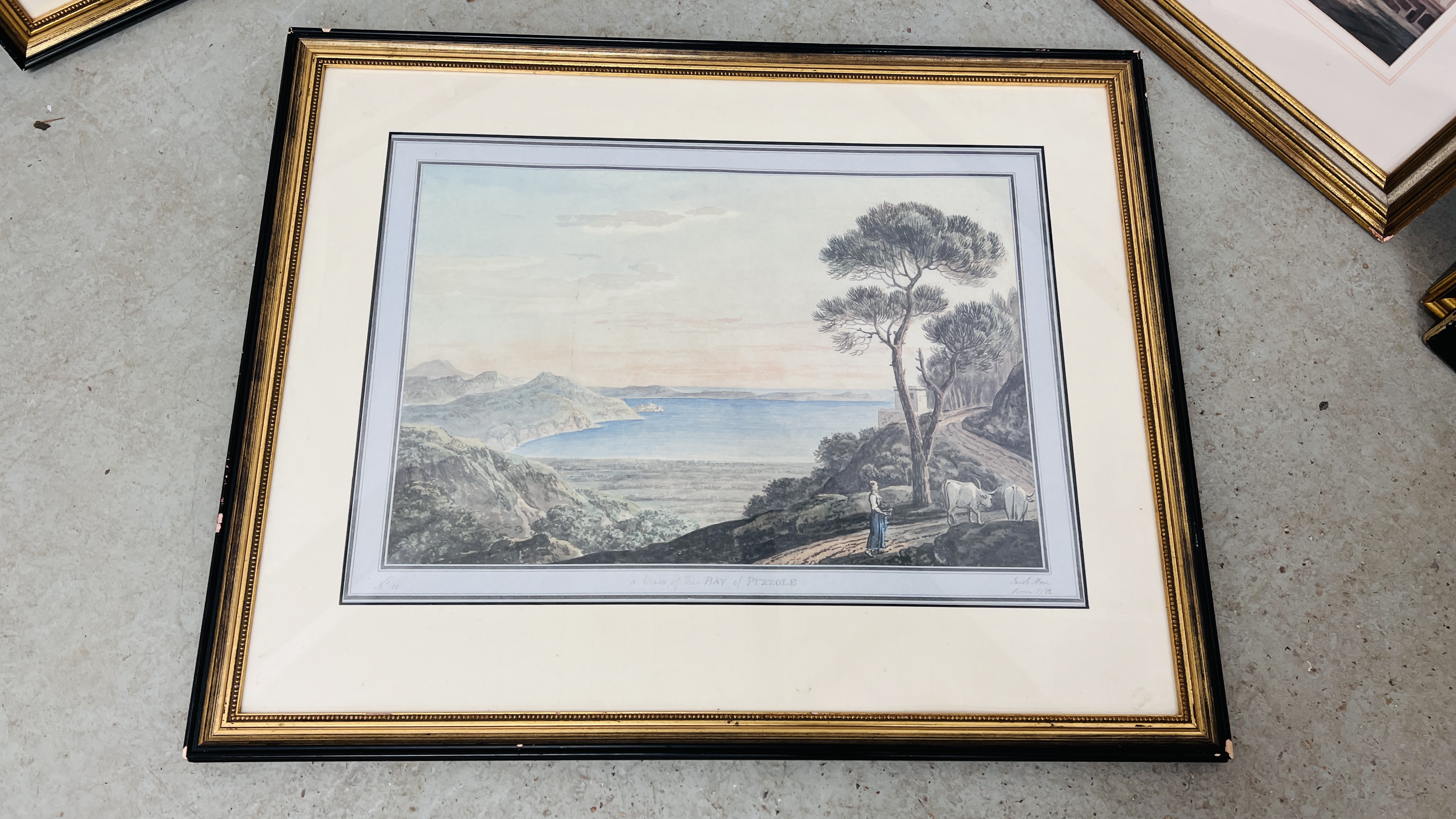 A PAIR OF FRAMED PRINTS TO INCLUDE "A VIEW OF THE BAY OF PUZZOLE" AND "A VIEW NEAR THE - Image 4 of 6