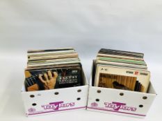 2 BOXES OF MIXED GENRE RECORDS FRO THE 60'S 70'S SHOWS AND JAZZ - APPROXIMATELY 120 TITLES.