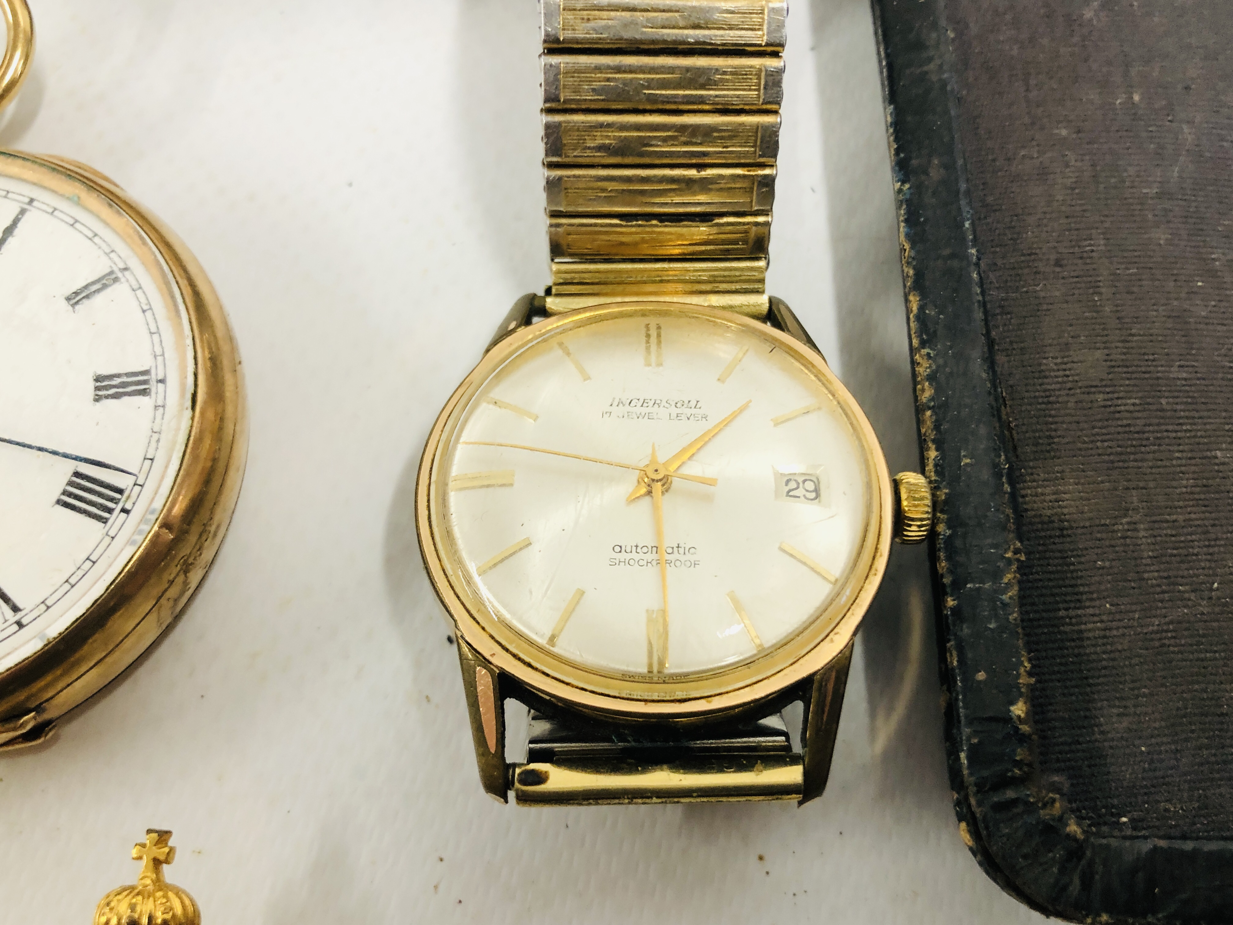 A LADY'S HULCOM 18CT GOLD CASED WATCH ON GOLD PLATED BRACELET, - Image 8 of 14