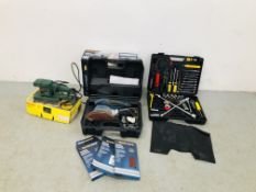 WORKZONE 3 IN 1 MULTI SANDER IN TRAVEL CASE ALONG WITH VARIOUS SANDING SHEETS,