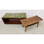 COFFEE TABLE WITH TILED ABSTRACT DESIGN W 50CM, L 112CM,