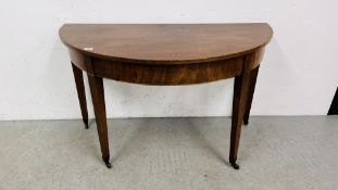 A GEORGIAN MAHOGANY "D END" TABLE, W 122CM.