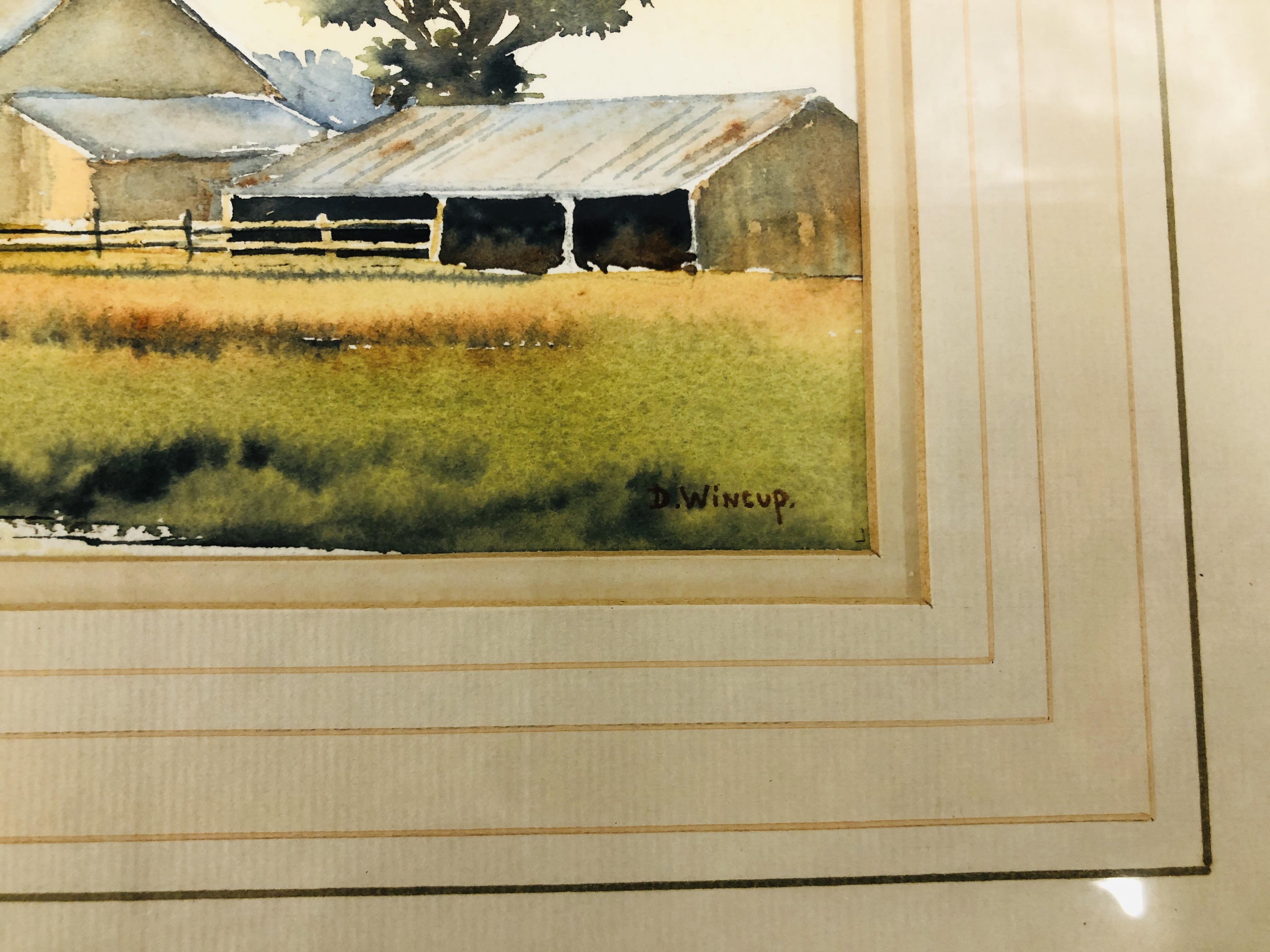 AN ORIGINAL FRAMED WATERCOLOUR "SUTTON MILL" BEARING SIGNATURE D. WINCUP - W 33.5CM. X H 20CM. - Image 3 of 5