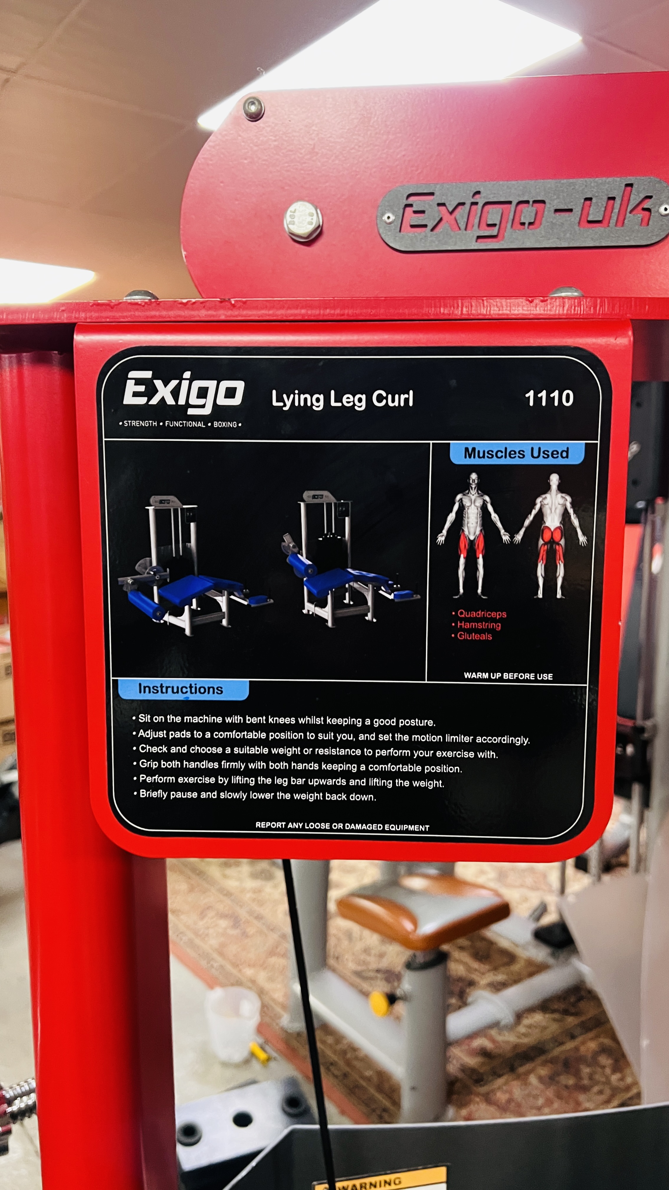 EXIGO PROFESSIONAL GYM LYING LEG CURL EXERCISER MODEL 1110 - SOLD AS SEEN - CONDITION OF SALE - - Image 3 of 9