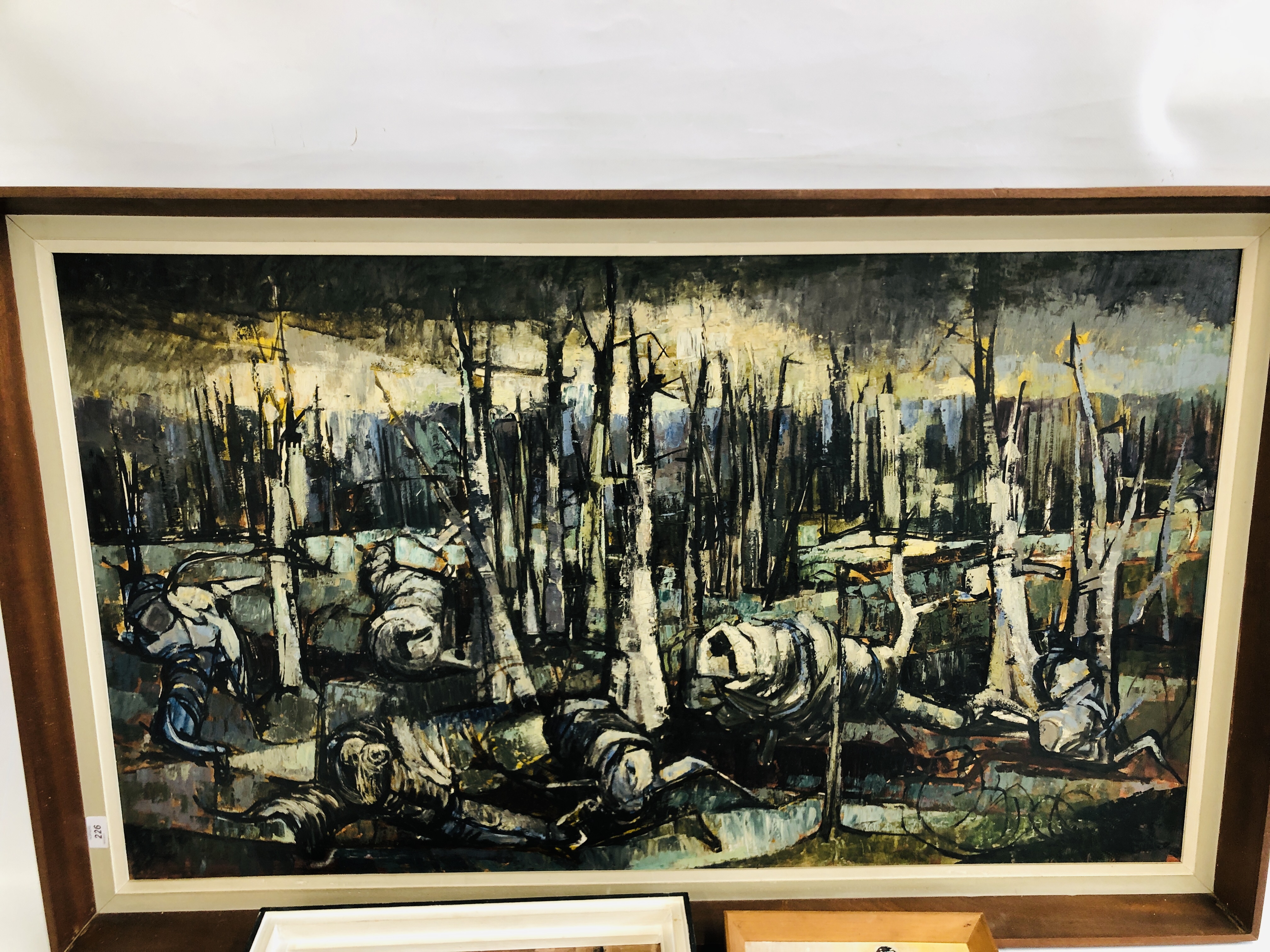 WHS BUNCE OIL ON BOARD "WOOD DEVASTATED BY FIRE" 69 X 120 CM. - Image 2 of 7