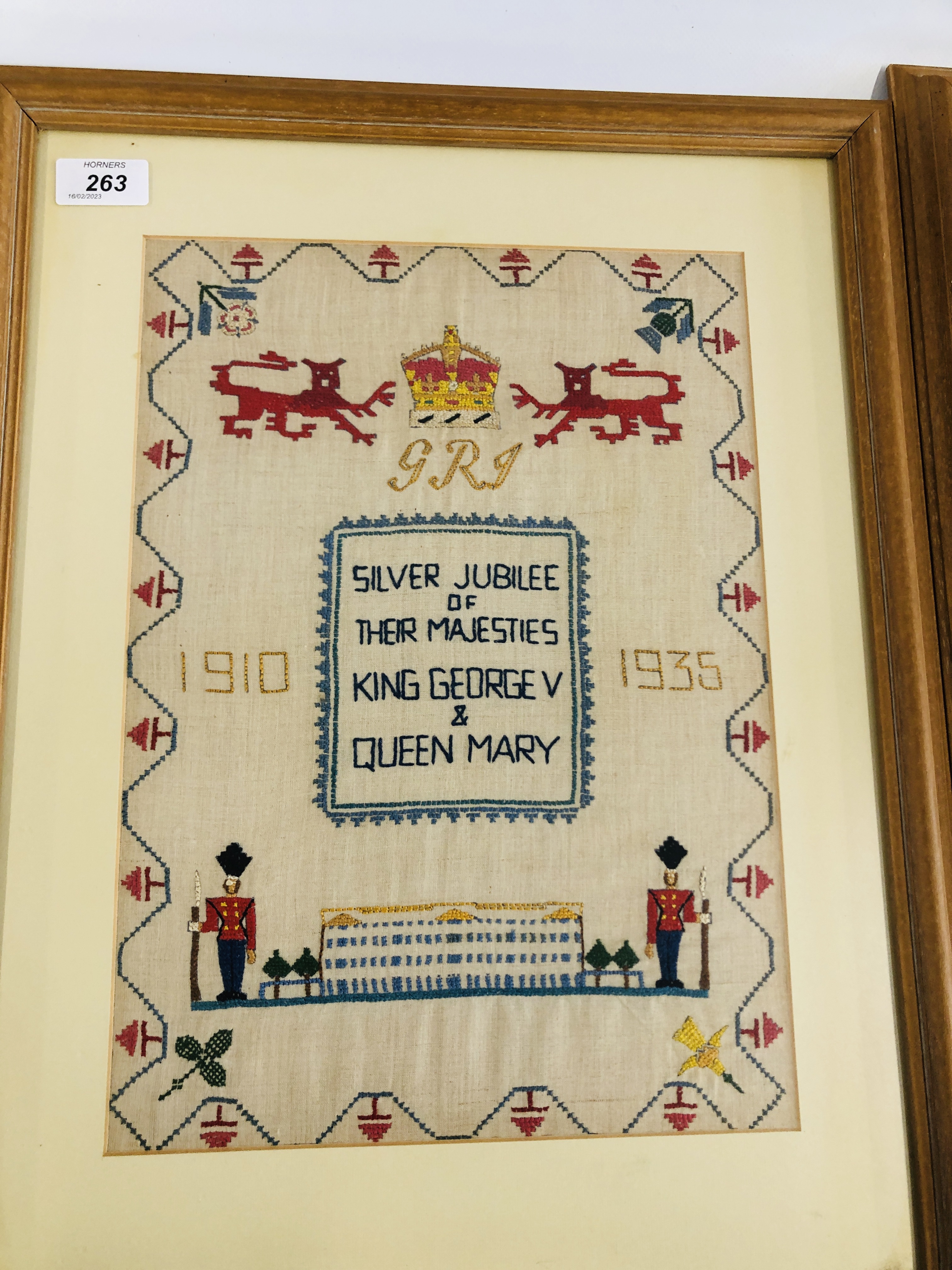 TWO FRAMED SAMPLERS TO INCLUDE "SILVER JUBILEE OF THEIR MAJESTIES KING GEORGE V AND QUEEN MARY" - Image 3 of 4