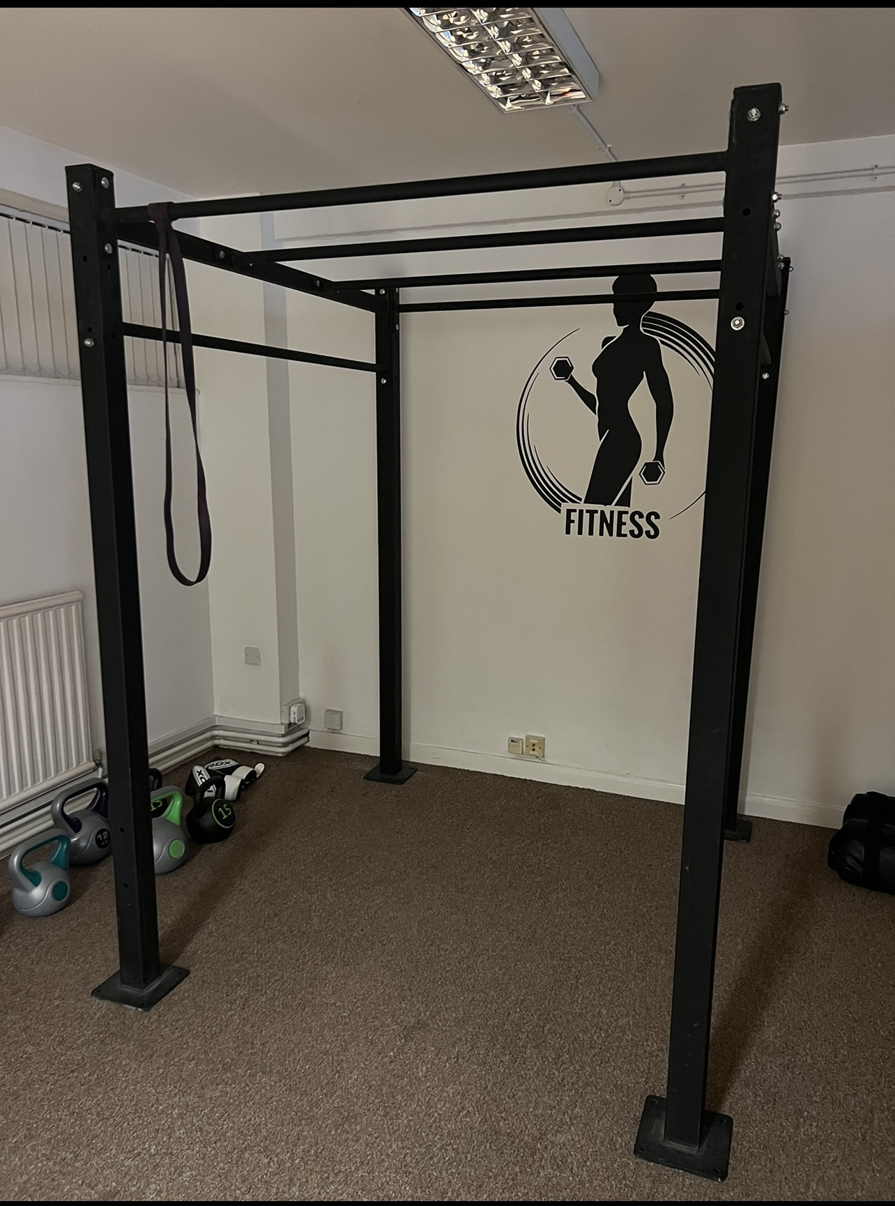 A PROFESSIONAL GYM POWER FRAME, SIZE APPROX - HEIGHT 2.2M, WIDTH 1.