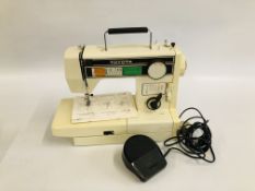 A TOYOTA ELECTRIC SEWING MACHINE MODEL 8001 COMPLETE WITH FOOT PEDAL AND INSTRUCTIONS - SOLD AS